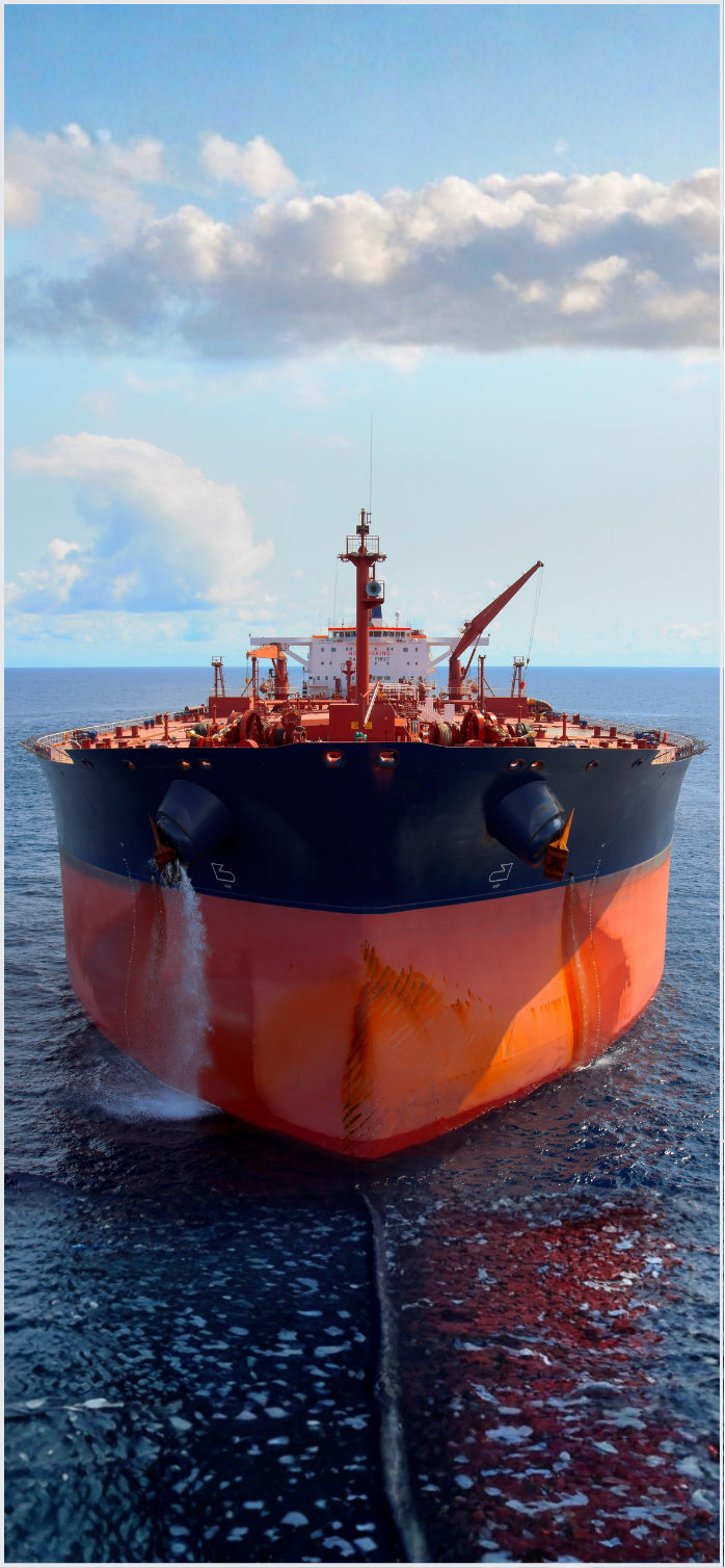 Commercial shipping tanker at sea